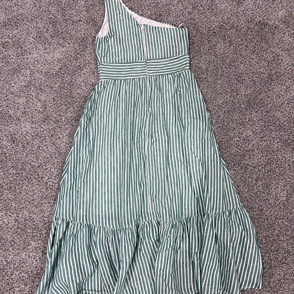 Francesca’s Sloane Striped One Shoulder Midi Dress High Low Linen Cotton Size XS - Picture 13 of 15